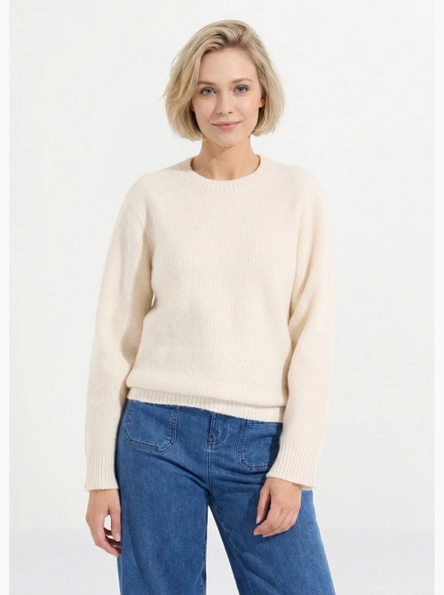 Pull chaud côtelé avec laine et fibres recyclées - Afibel - Kiabi