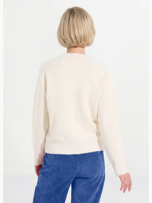 Pull chaud côtelé avec laine et fibres recyclées - Afibel - Kiabi