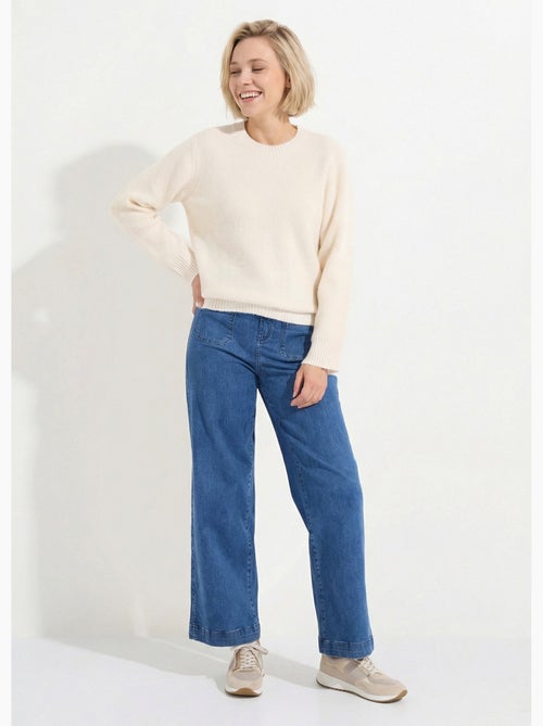 Pull chaud côtelé avec laine et fibres recyclées - Afibel - Kiabi