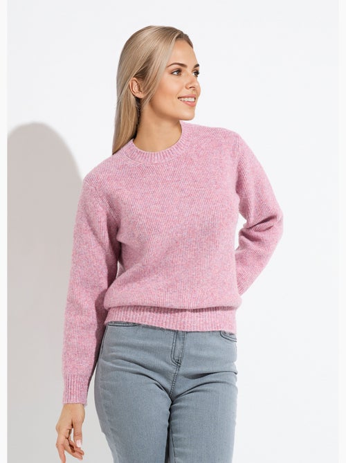 Pull chaud côtelé avec laine et fibres recyclées - Afibel - Kiabi