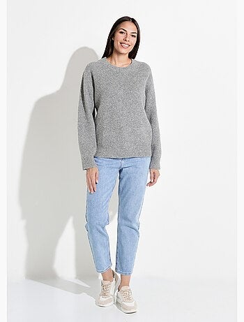 Pull chaud côtelé avec laine et fibres recyclées