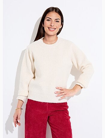 Pull chaud côtelé avec laine et fibres recyclées