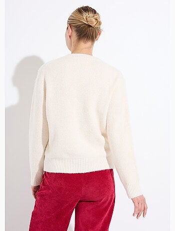 Pull chaud côtelé avec laine et fibres recyclées