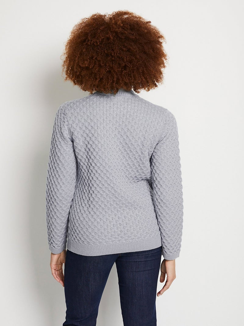 Pull chaud court col montant maille épaisse - Afibel Argent - Kiabi