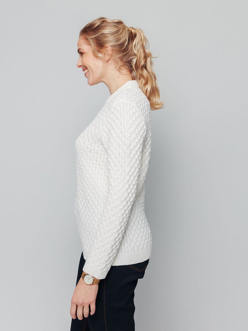 Pull chaud court col montant maille épaisse - Afibel Beige - Kiabi