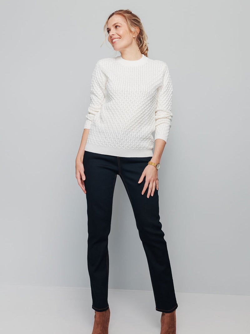 Pull chaud court col montant maille épaisse - Afibel Beige - Kiabi