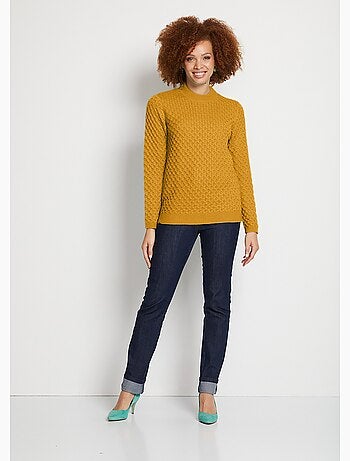 Pull chaud court col montant maille épaisse - Afibel