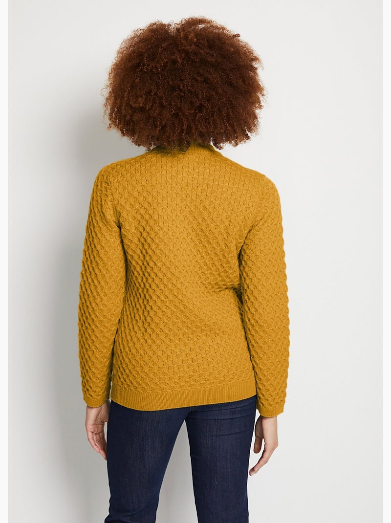 Pull chaud court col montant maille épaisse - Afibel Curry - Kiabi