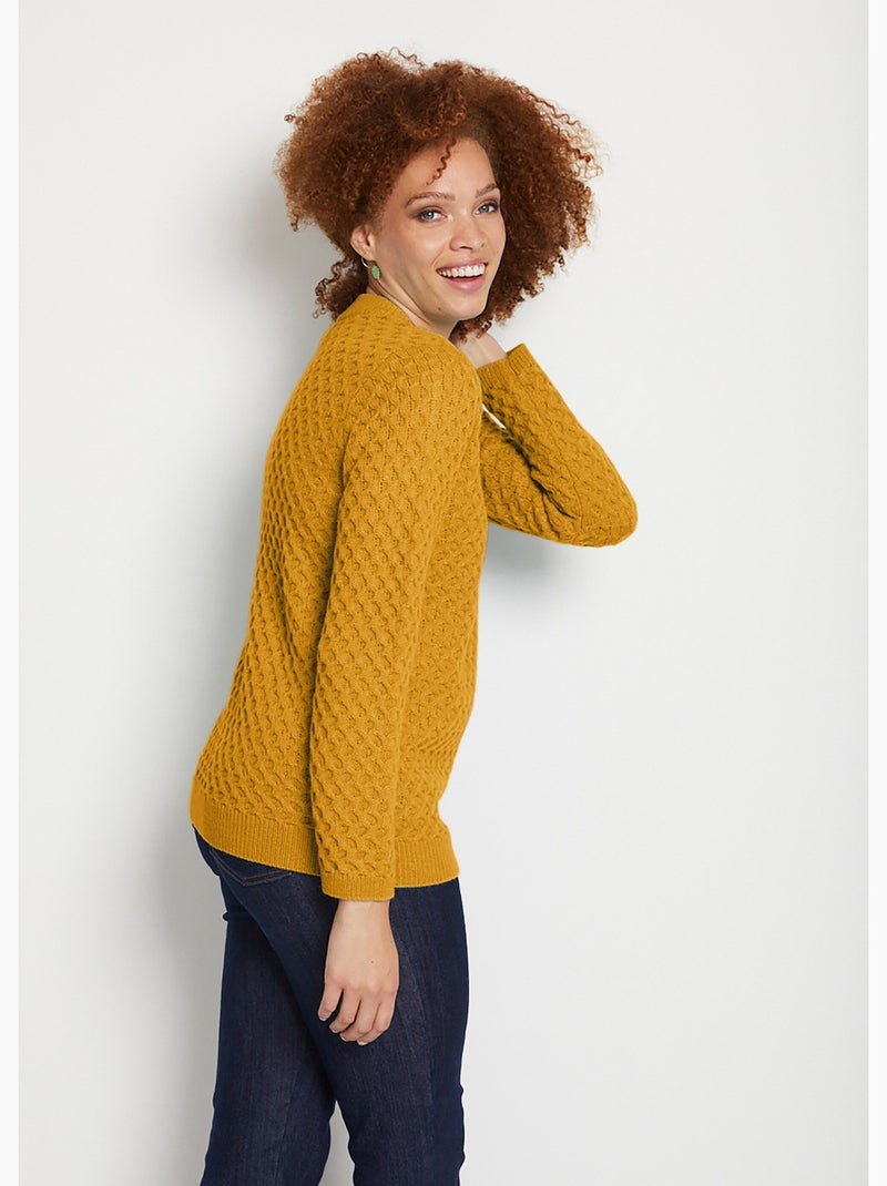 Pull chaud court col montant maille épaisse - Afibel Curry - Kiabi