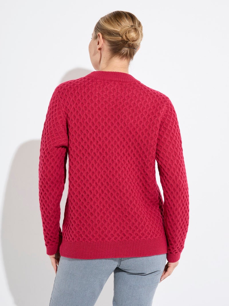 Pull chaud court col montant maille épaisse - Afibel Rose - Kiabi