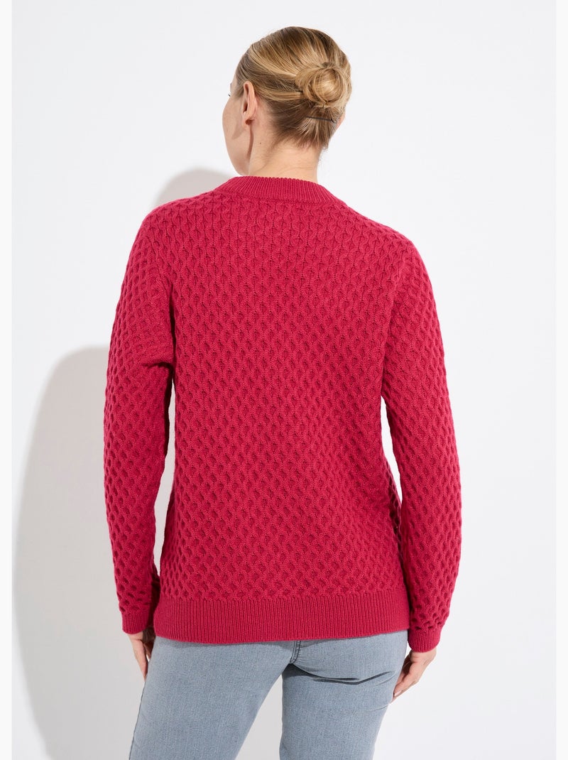Pull chaud court col montant maille épaisse - Afibel Rose fushia - Kiabi