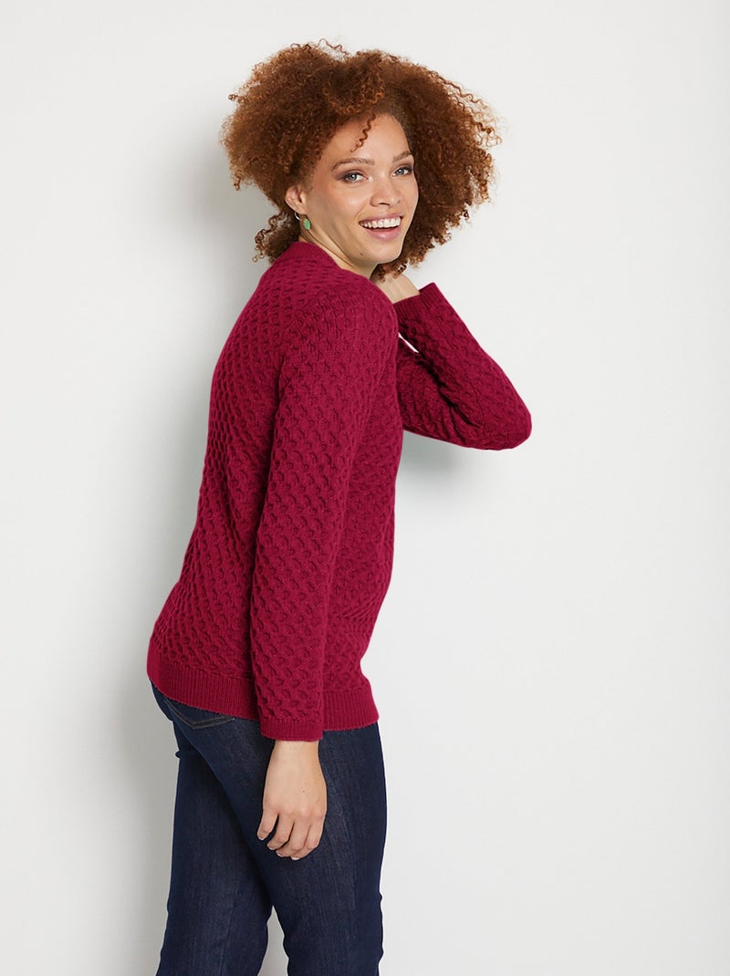 Pull chaud court col montant maille épaisse - Afibel Rose fushia - Kiabi
