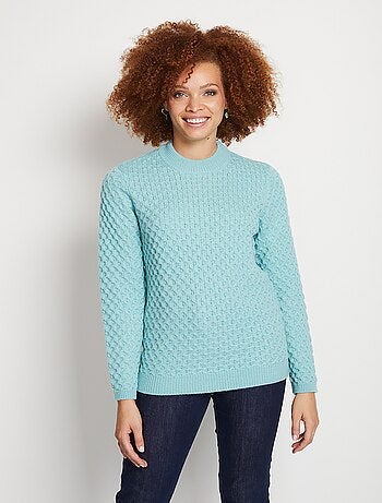 Pull chaud court col montant maille épaisse - Afibel