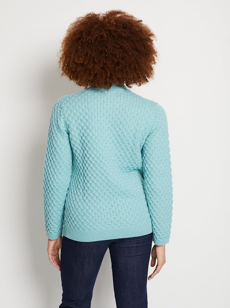 Pull chaud court col montant maille épaisse - Afibel Vert - Kiabi