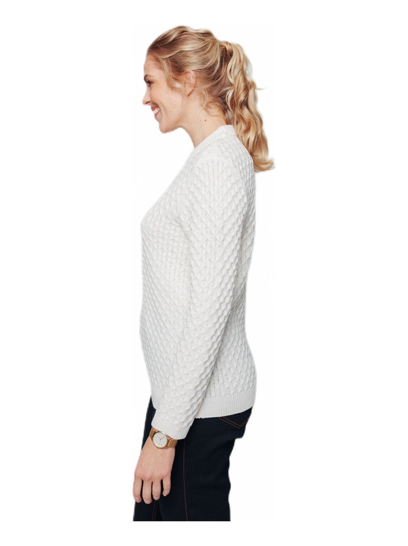 Pull chaud court col montant maille épaisse Ecru - Kiabi