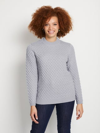 Pull chaud court col montant maille épaisse