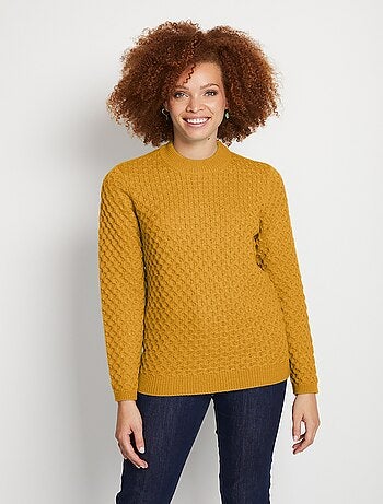 Pull chaud court col montant maille épaisse