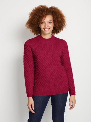 Pull chaud court col montant maille épaisse