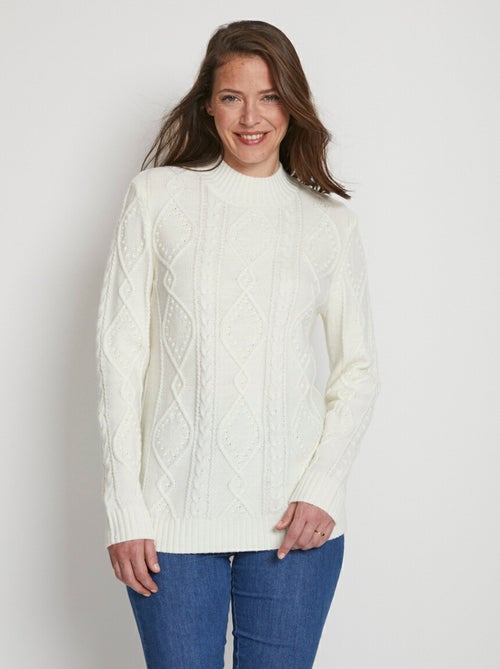 Pull chaud court col montant torsades - Kiabi
