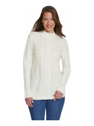 Pull chaud court col montant torsades
