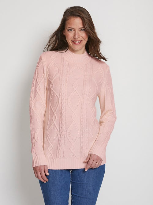 Pull chaud court col montant torsades - Kiabi
