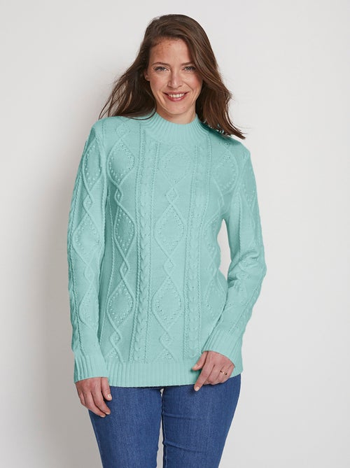 Pull chaud court col montant torsades - Kiabi