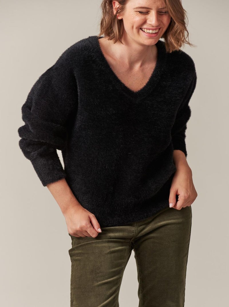 Pull chaud & duveteux
 'Deeluxe' Noir - Kiabi