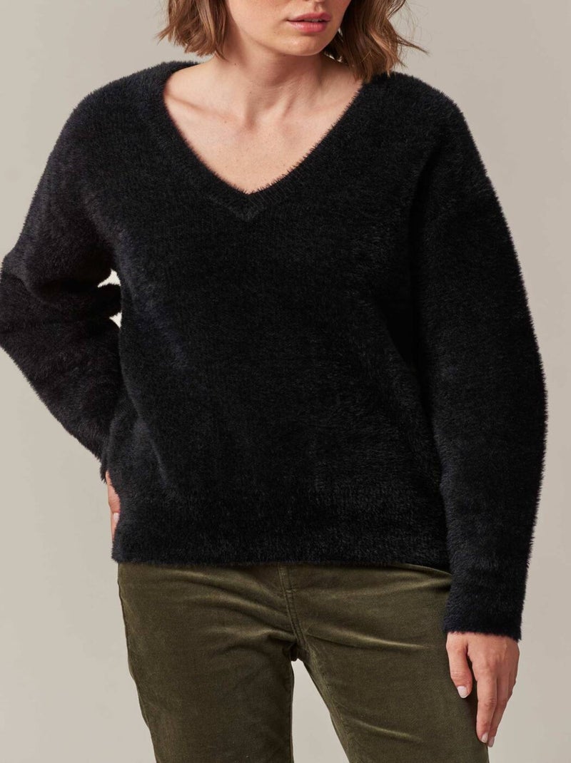 Pull chaud & duveteux 'Deeluxe' Noir - Kiabi