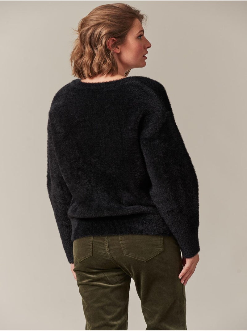 Pull chaud & duveteux 'Deeluxe' Noir - Kiabi