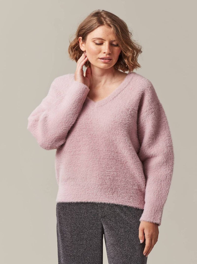 Pull chaud & duveteux
 'Deeluxe' Rose clair - Kiabi