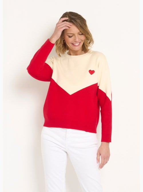 Pull chaud effet graphique détail c¿ur - AFIBEL - Kiabi