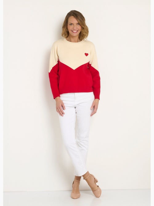 Pull chaud effet graphique détail c¿ur - AFIBEL - Kiabi