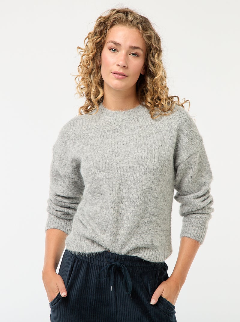 Pull chaud en maille moulinée Gris Femme Kiabi