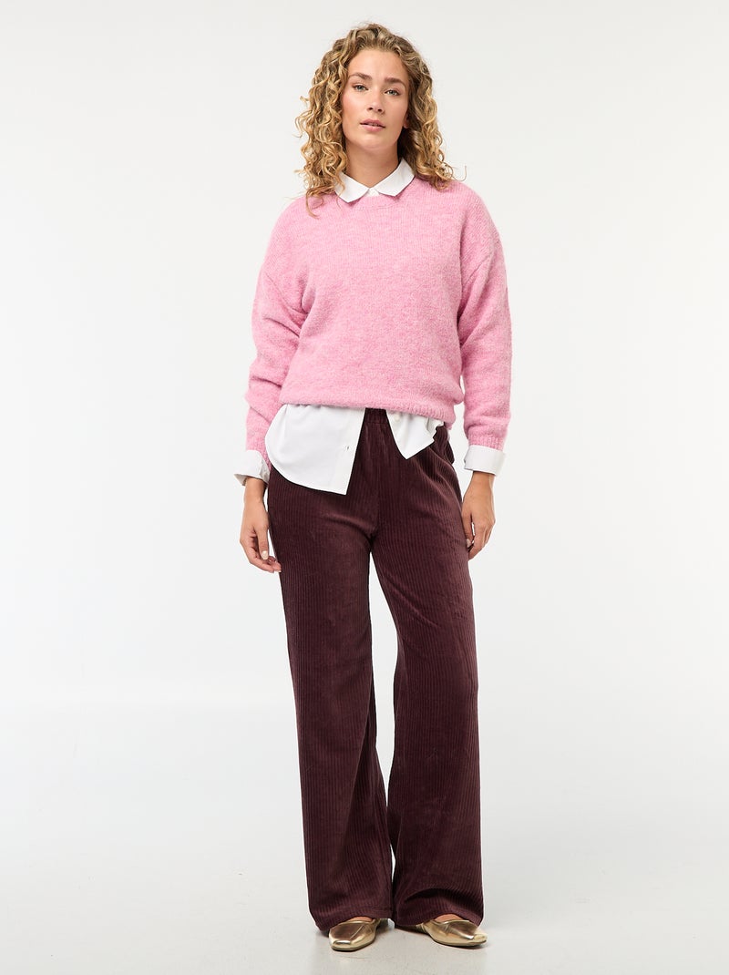 Pull chaud en maille moulinée Rose - Kiabi