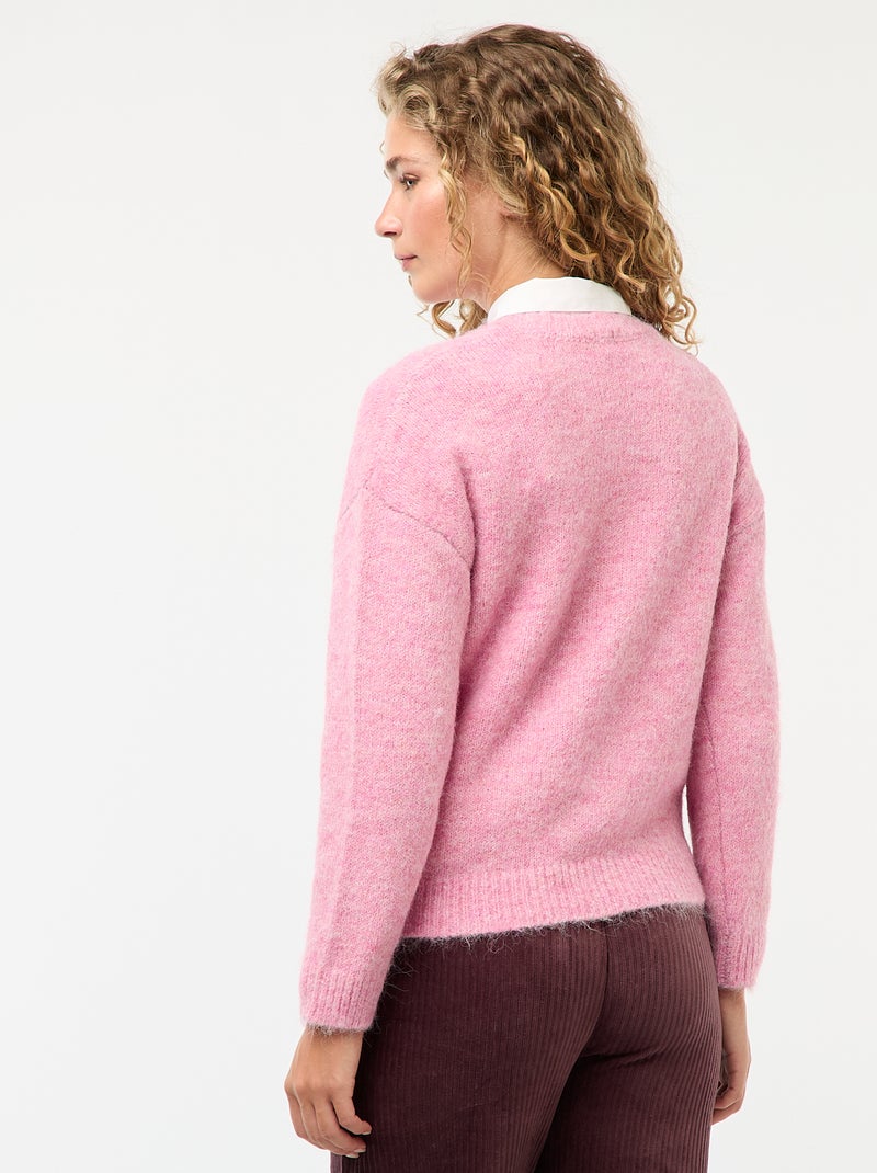 Pull chaud en maille moulinée Rose - Kiabi