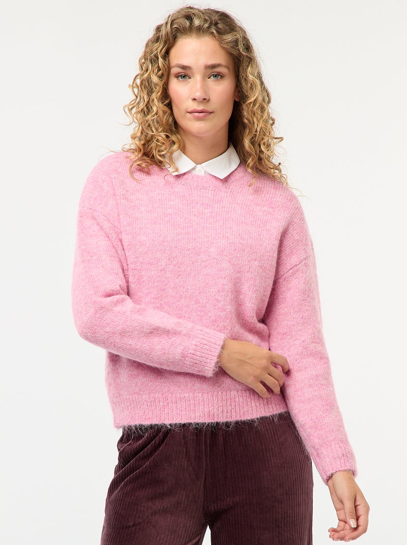 Pull chaud en maille moulinée Rose - Kiabi