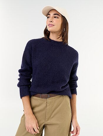 Pull chaud en mohair à col rond