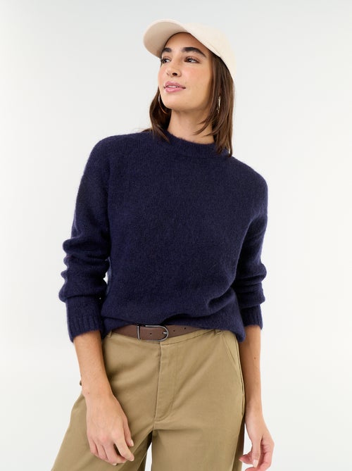 Pull chaud en mohair à col rond - Kiabi