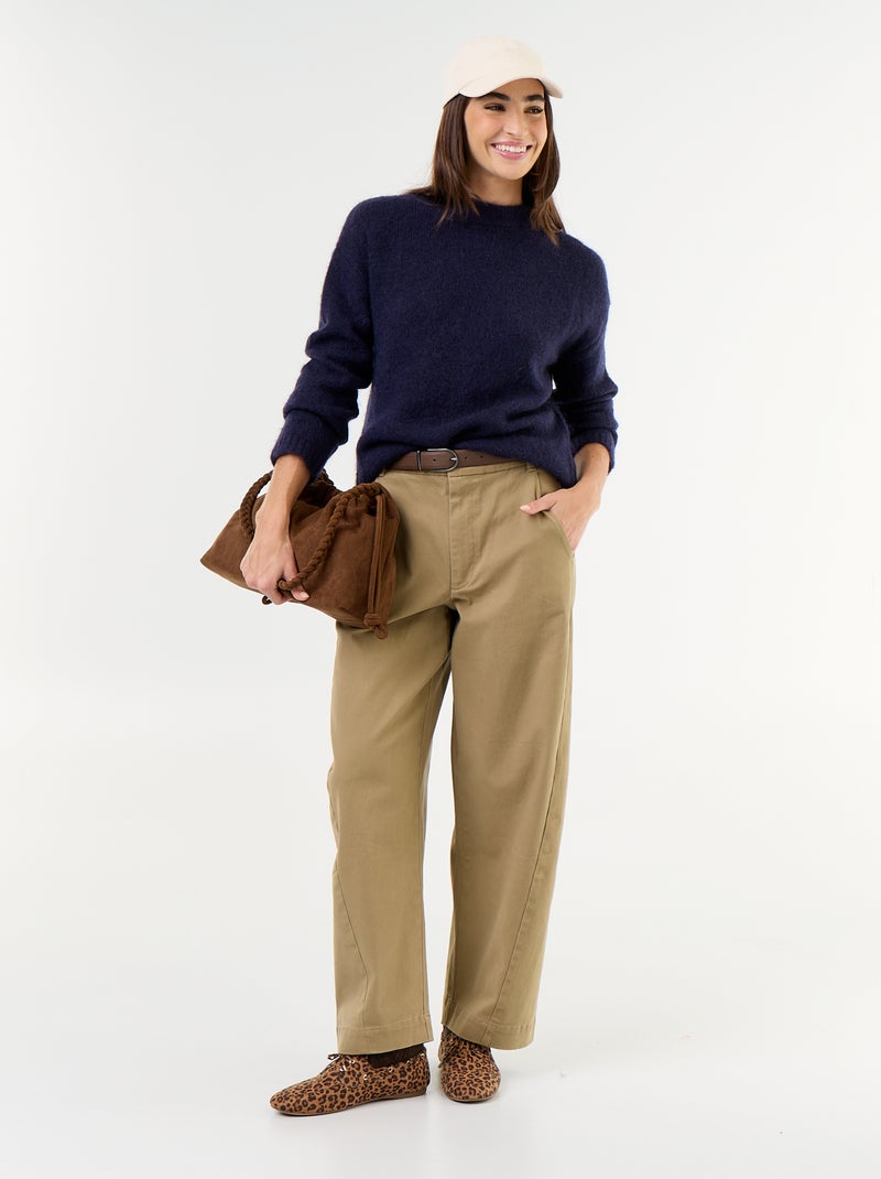 Pull chaud en mohair à col rond Bleu - Kiabi