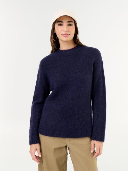 Pull chaud en mohair à col rond - Kiabi
