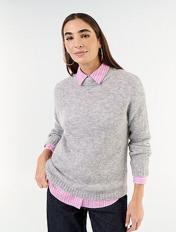 Pull chaud en mohair à col rond