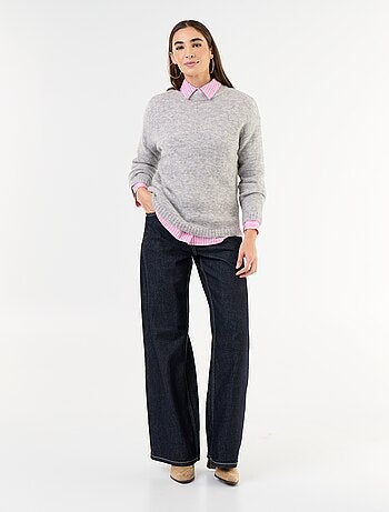 Pull chaud en mohair à col rond
