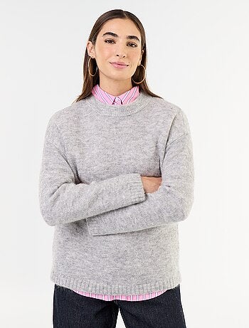 Pull chaud en mohair à col rond