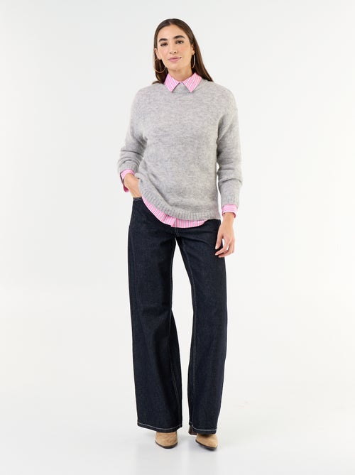 Pull chaud en mohair à col rond - Kiabi