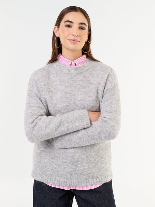 Pull chaud en mohair à col rond - Kiabi