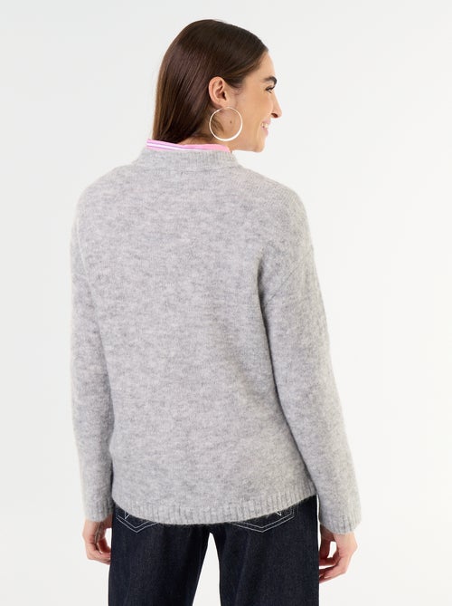 Pull chaud en mohair à col rond - Kiabi