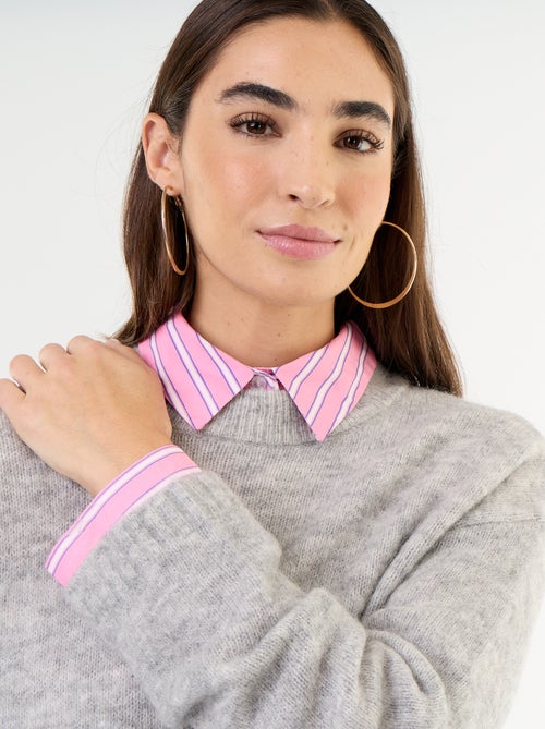Pull chaud en mohair à col rond - Kiabi