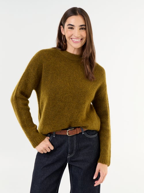 Pull chaud en mohair à col rond - Kiabi