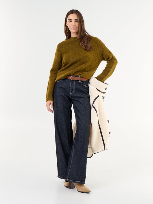 Pull chaud en mohair à col rond - Kiabi