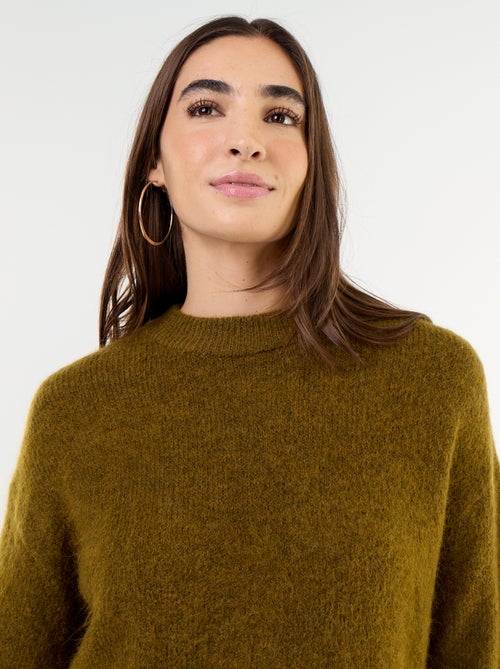 Pull chaud en mohair à col rond - Kiabi